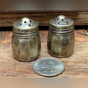 Early 20th Century Antique Sterling Silver Miniature Salt & Pepper Shakers